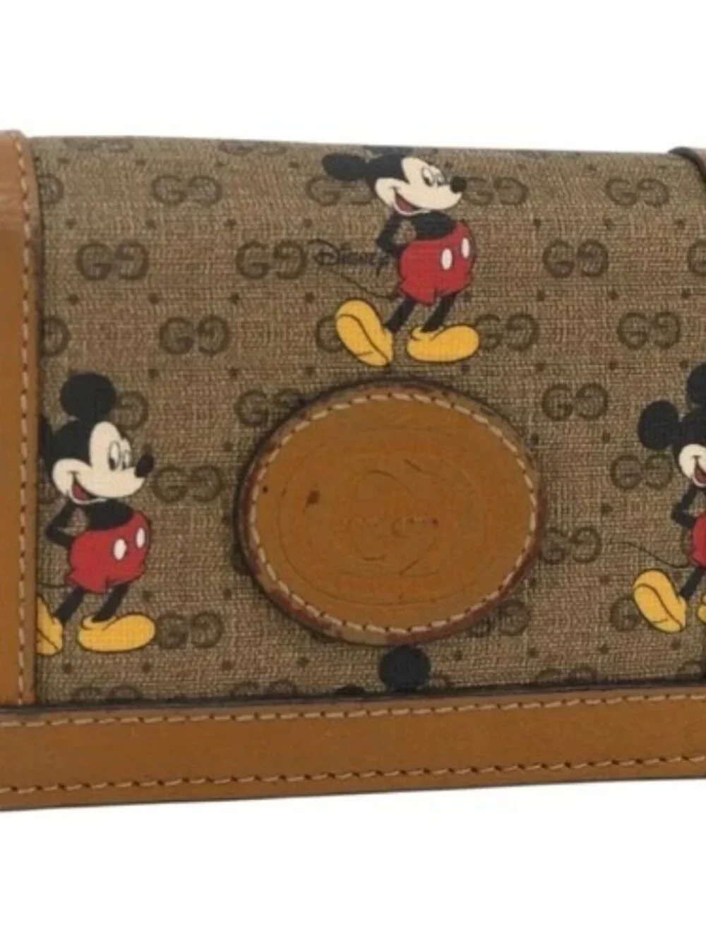 GUCCI Micro GG Supreme Wallet PVC GUCCIxDisney Beige Gold 602534 Auth BA11628A